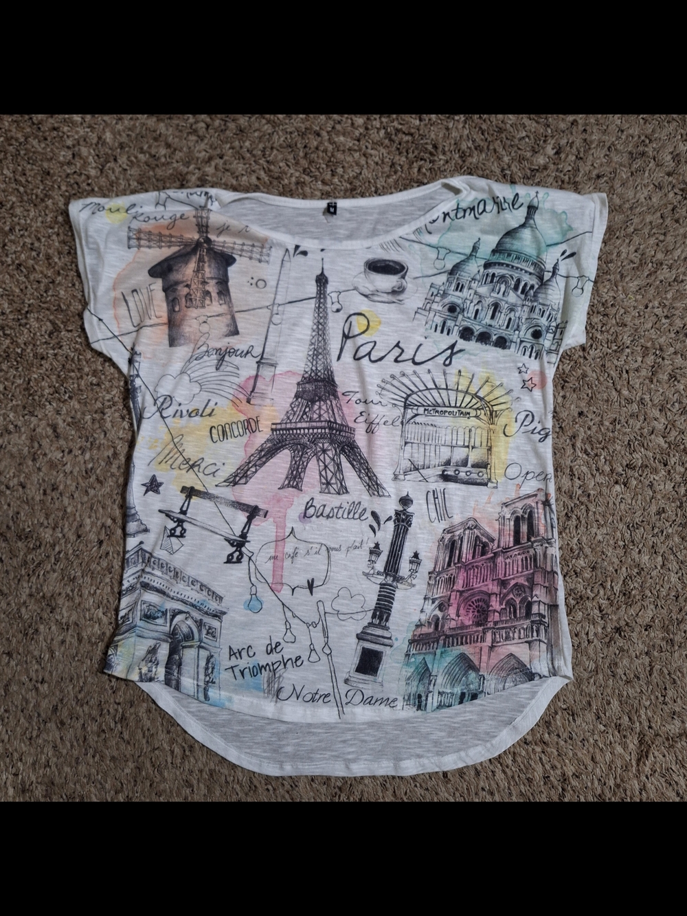 Chic Made in France Paris Graphic Semi Sheer Mesh Top - Size M